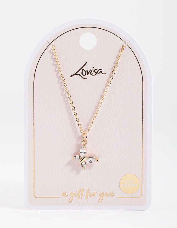 Gold Asymmetrical Butterfly Necklace