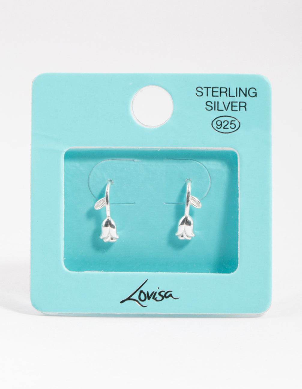 Sterling Silver Rose Drop Hoop Earrings