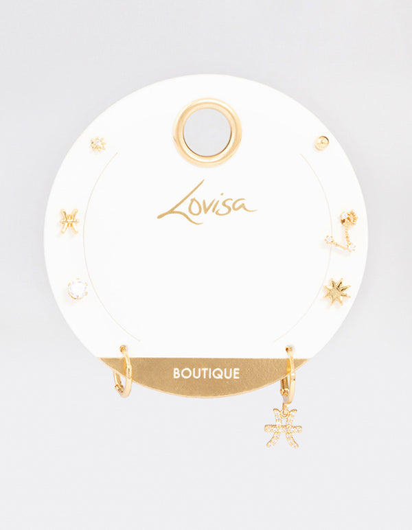 Gold Plated Pisces Star Sign Ear Stackers