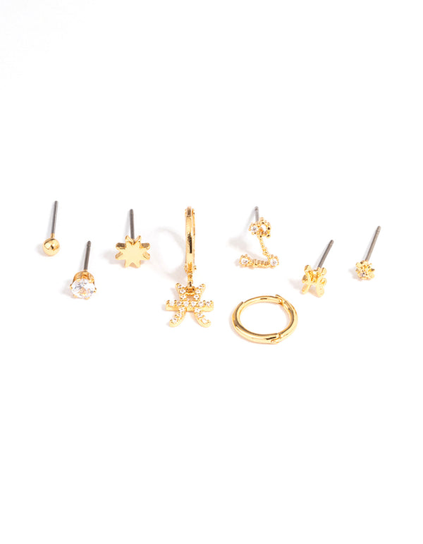 Gold Plated Pisces Star Sign Ear Stackers