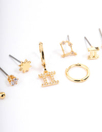Gold Plated Gemini Star Sign Ear Stackers - link has visual effect only