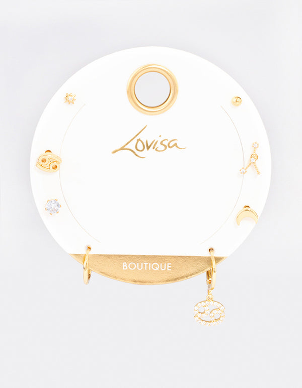Gold Plated Cancer Star Sign Ear Stackers
