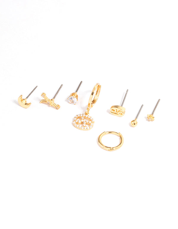Gold Plated Cancer Star Sign Ear Stackers