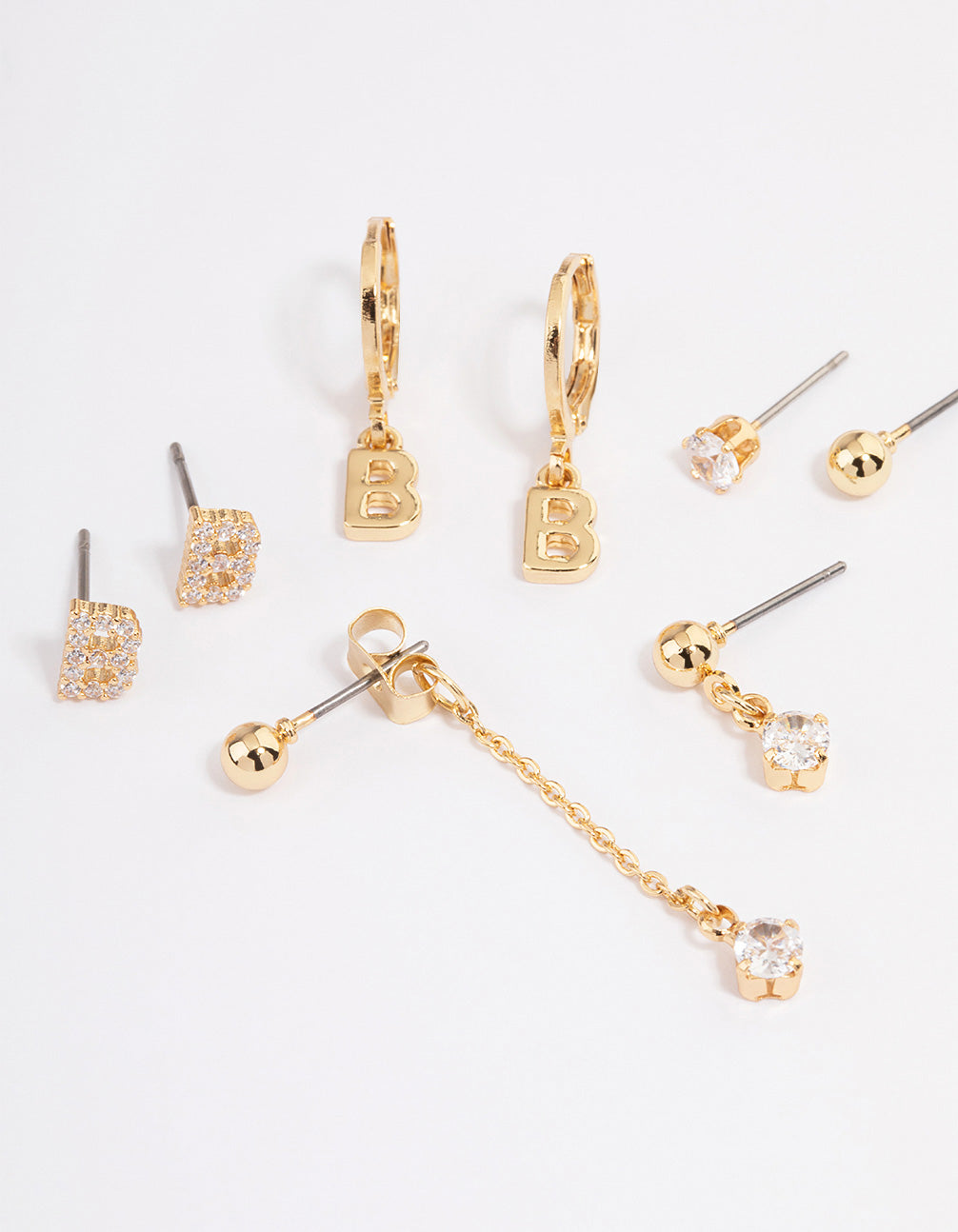 Letter 'B' Gold Plated Initial Ear Stackers