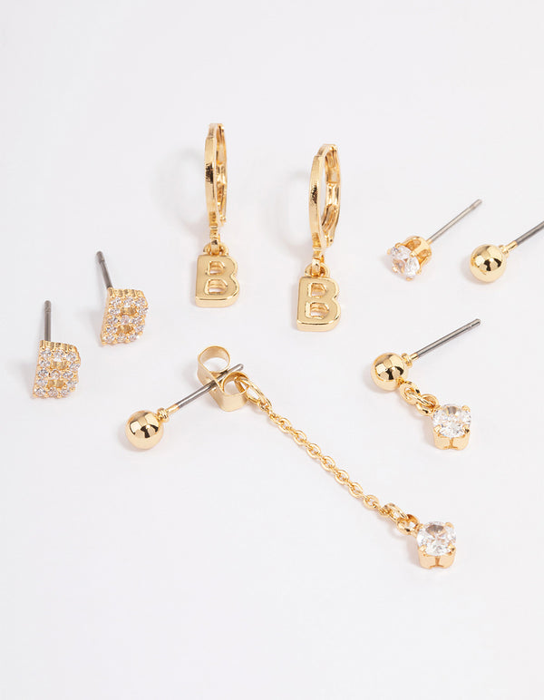 Letter 'B' Gold Plated Initial Ear Stackers