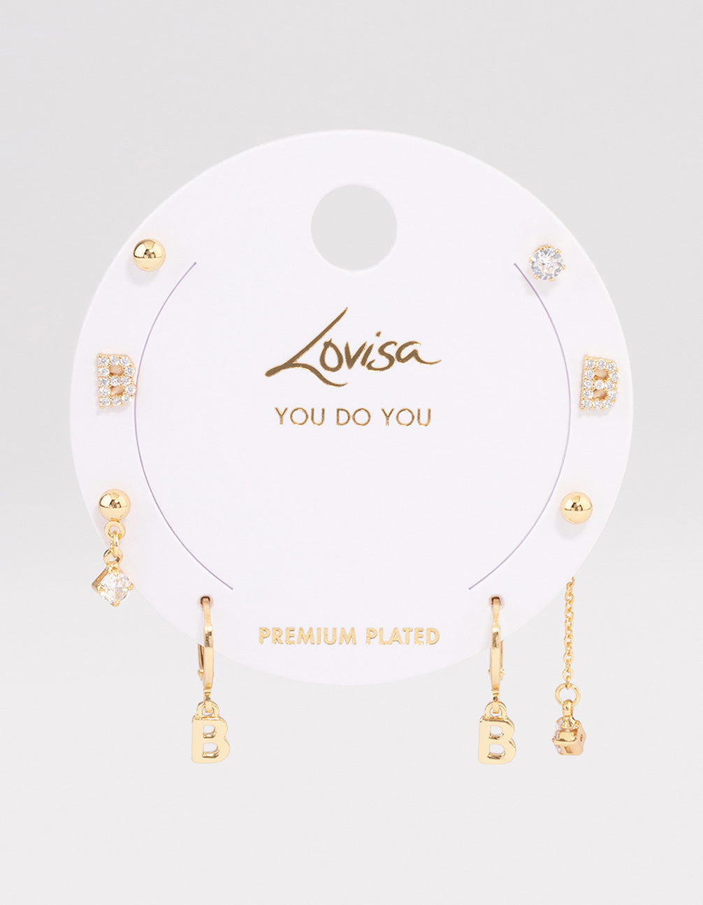 Letter 'B' Gold Plated Initial Ear Stackers
