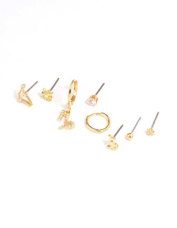 Gold Plated Capricorn Star Sign Ear Stackers