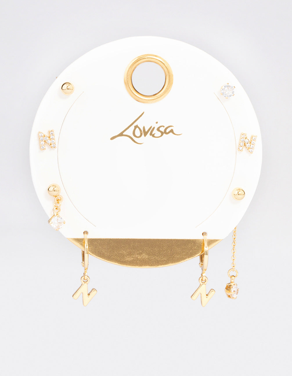 Letter 'N' Gold Plated Initial Ear Stackers