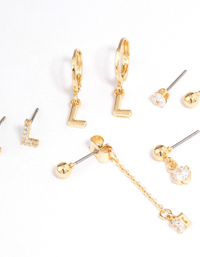Letter 'L' Gold Plated Initial Ear Stackers