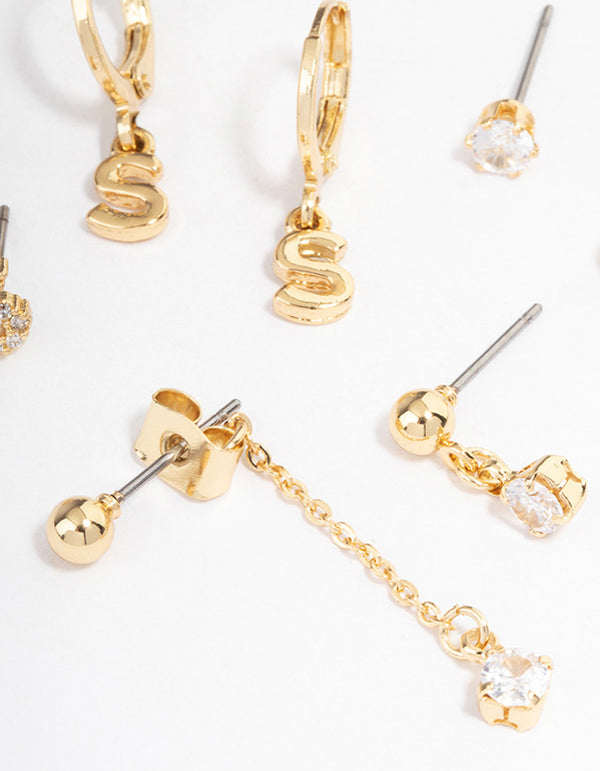 Letter 'S' Gold Plated Initial Ear Stackers