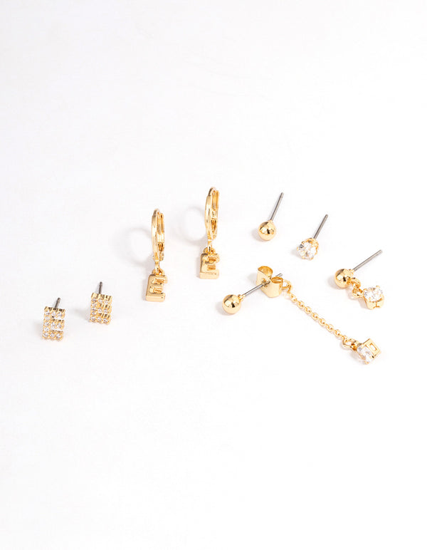 Letter 'E' Gold Plated Initial Ear Stacker