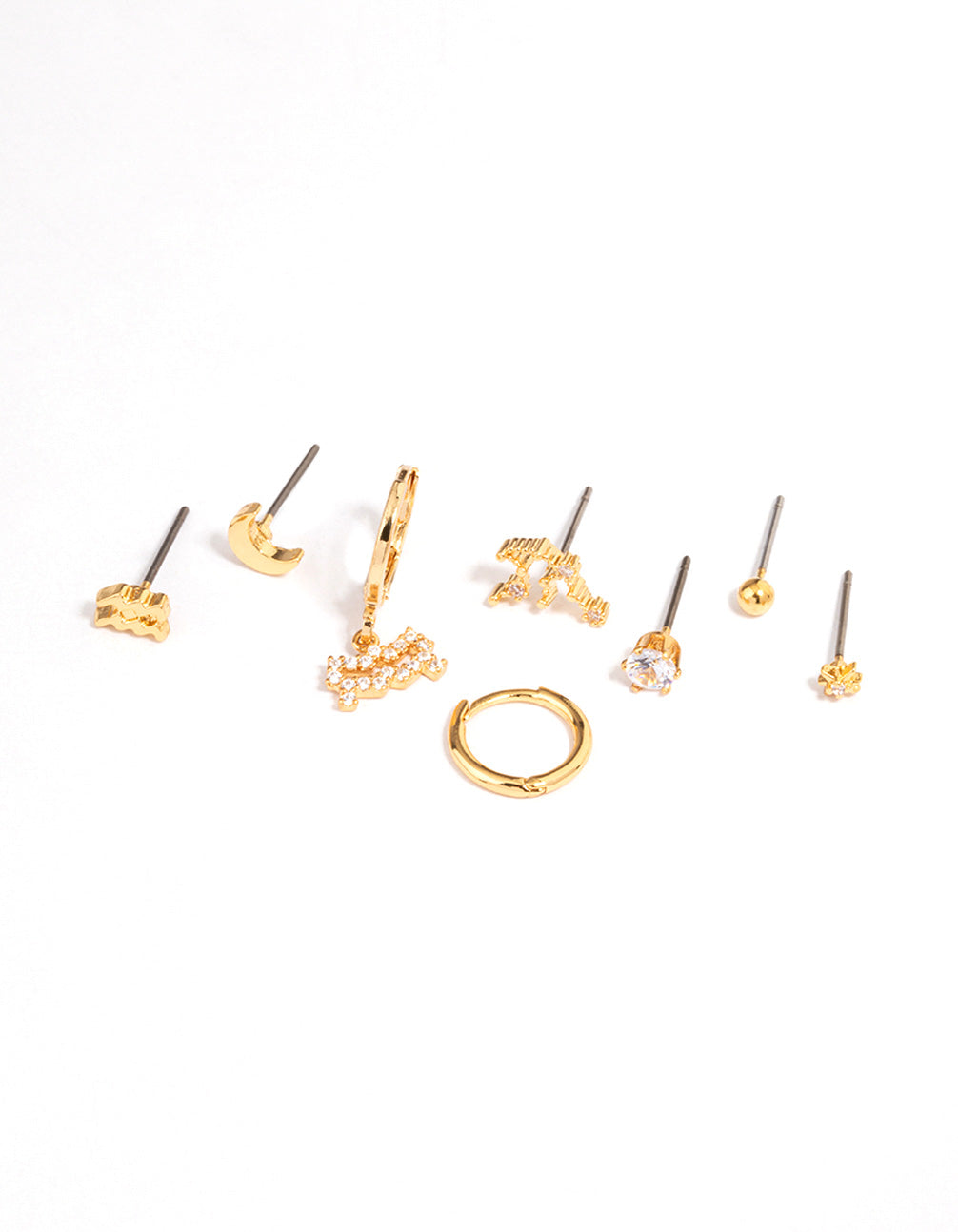 Gold Plated Aquarius Star Sign Ear Stackers