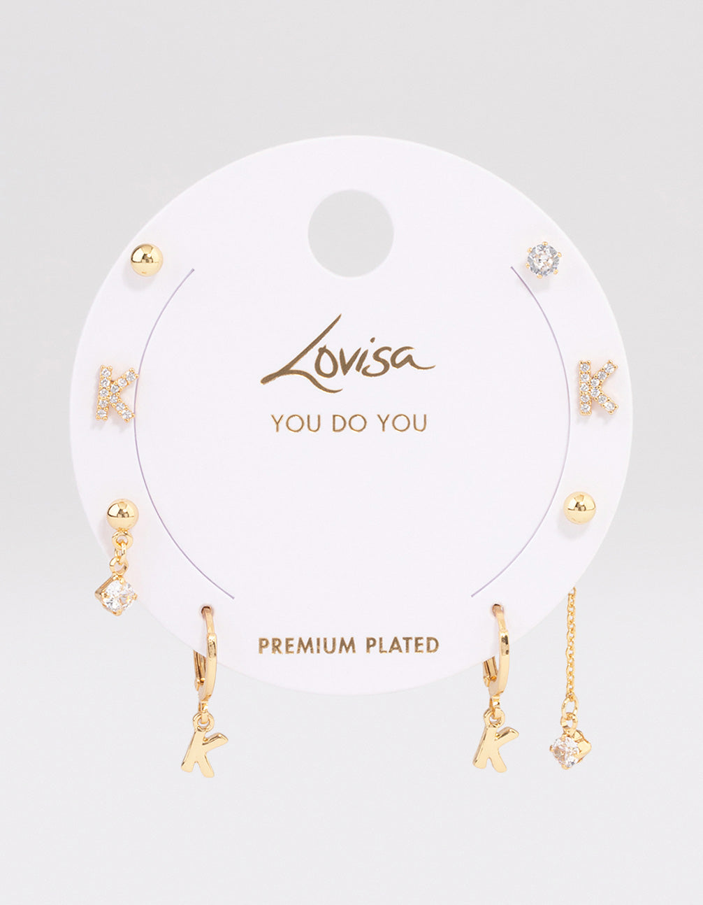 Letter 'K' Gold Plated Initial Ear Stackers