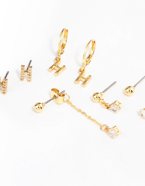 Letter 'H' Gold Plated Initial Ear Stackers