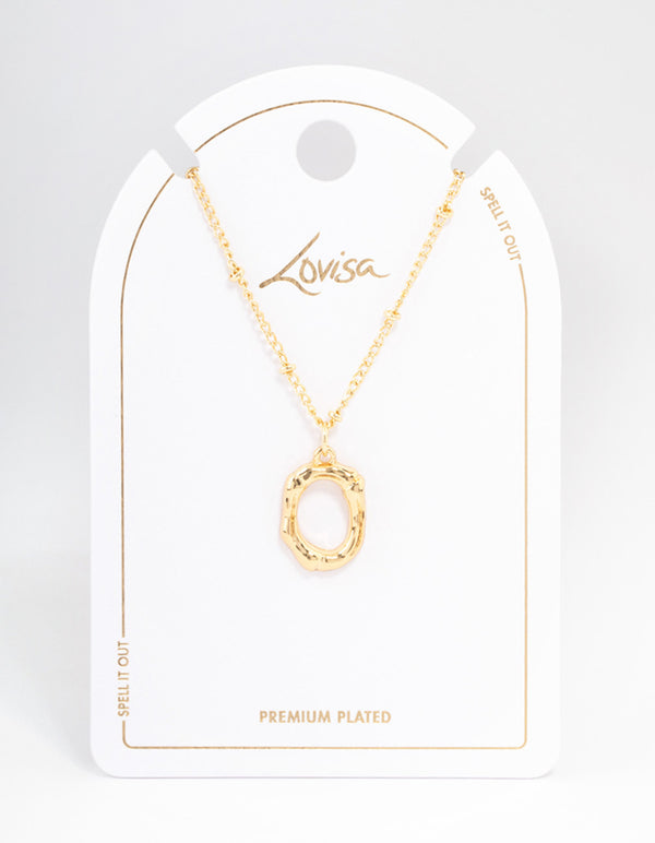 Letter 'O' Gold Plated Bamboo Initial Necklace
