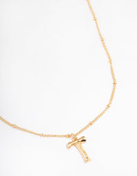 Gold Plated Letter T Bamboo  Necklace - link has visual effect only