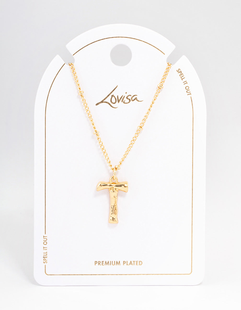 Gold Plated Letter T Bamboo  Necklace