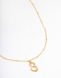 Gold Plated Letter S Bamboo  Necklace - link has visual effect only