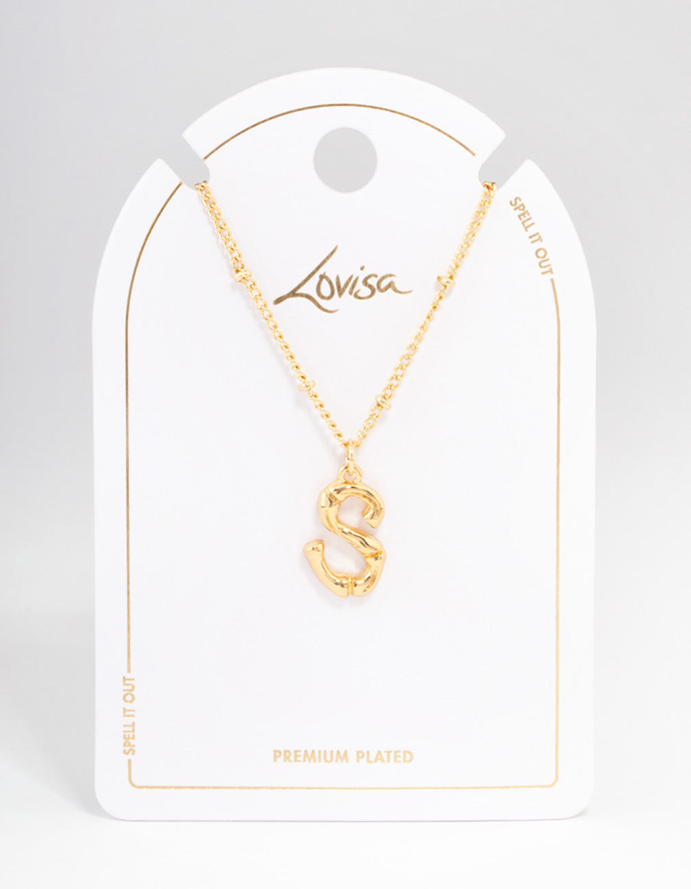 Gold Plated Letter S Bamboo  Necklace