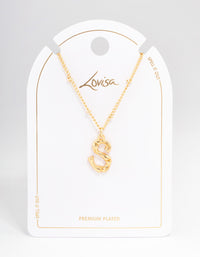 Gold Plated Letter S Bamboo  Necklace - link has visual effect only