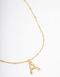 Gold Plated  Letter A Bamboo  Necklace - link has visual effect only