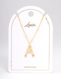 Gold Plated  Letter A Bamboo  Necklace - link has visual effect only