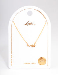 Gold Plated Aries Script Pendant Necklace - link has visual effect only