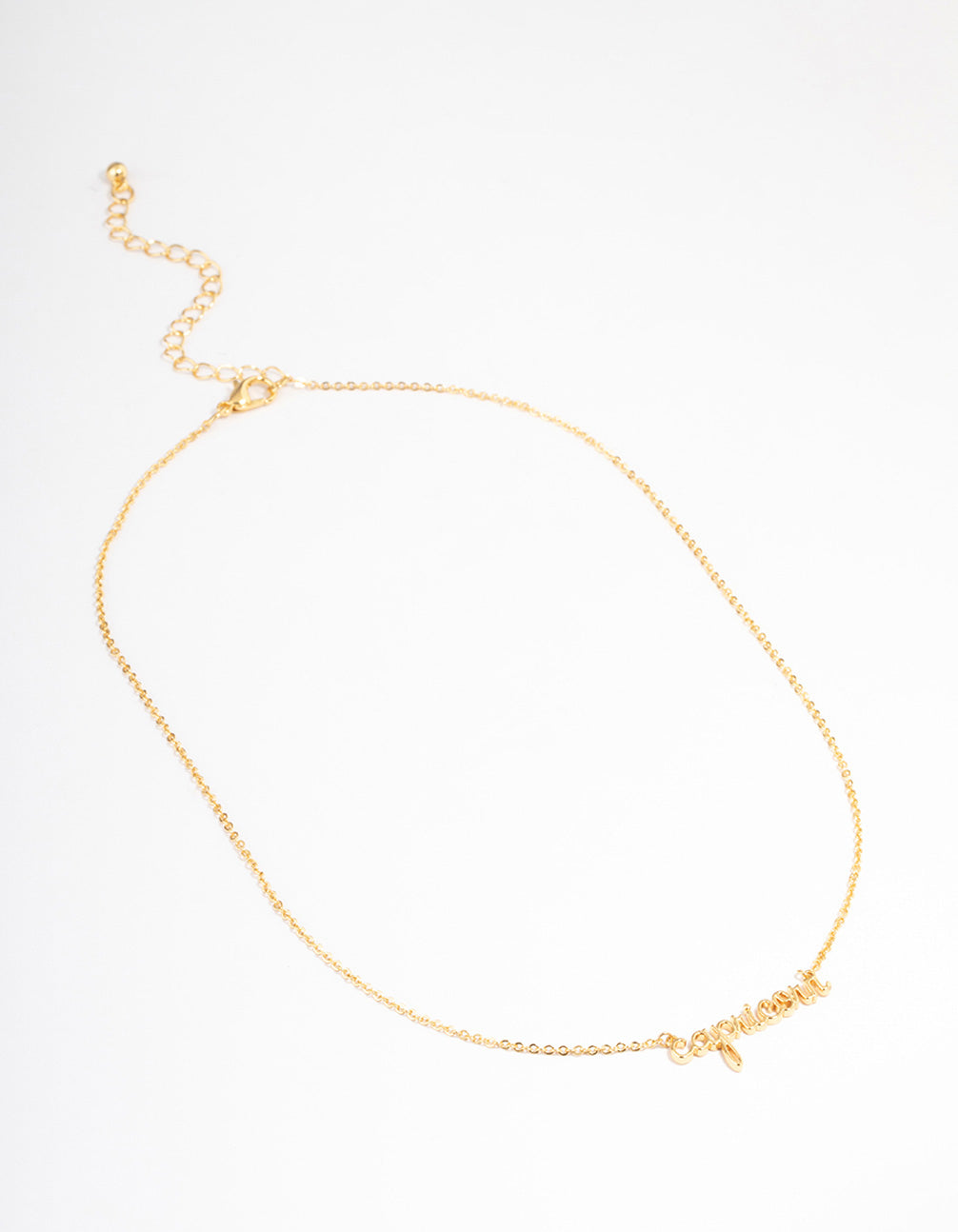 Gold Plated Capricorn Script Pendant Necklace