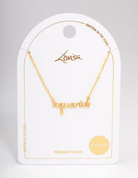 Gold Plated Aquarius Script Pendant Necklace - link has visual effect only