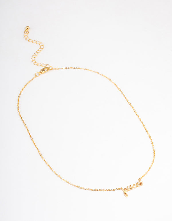 Gold Plated Pisces Script Pendant Necklace