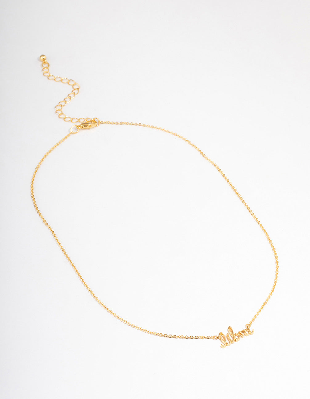 Gold Plated Libra Script Pendant Necklace