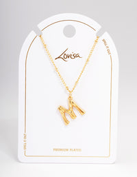Gold Plated Letter M Bamboo  Necklace - link has visual effect only