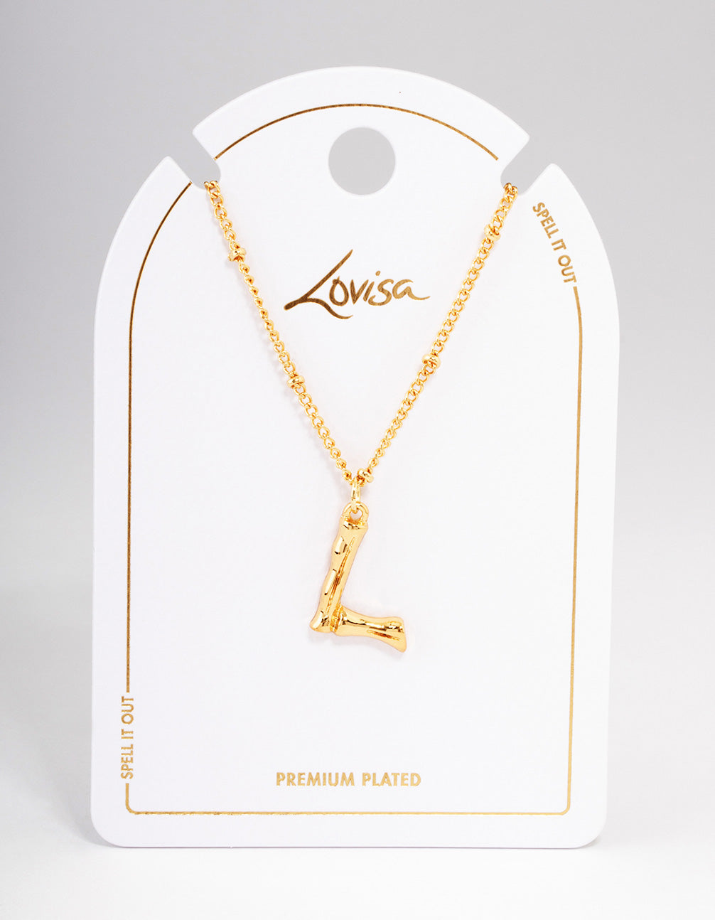 Gold Plated Letter L Bamboo  Necklace