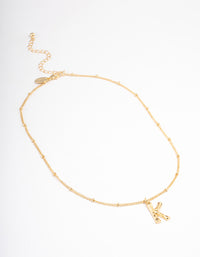 Gold Plated Letter K Bamboo  Necklace - link has visual effect only