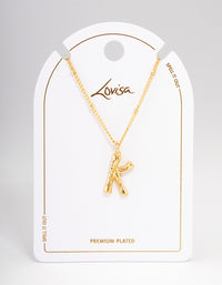 Gold Plated Letter K Bamboo  Necklace - link has visual effect only