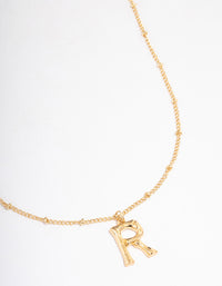 Gold Plated Letter R  Bamboo  Necklace - link has visual effect only