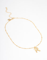 Gold Plated Letter R  Bamboo  Necklace - link has visual effect only