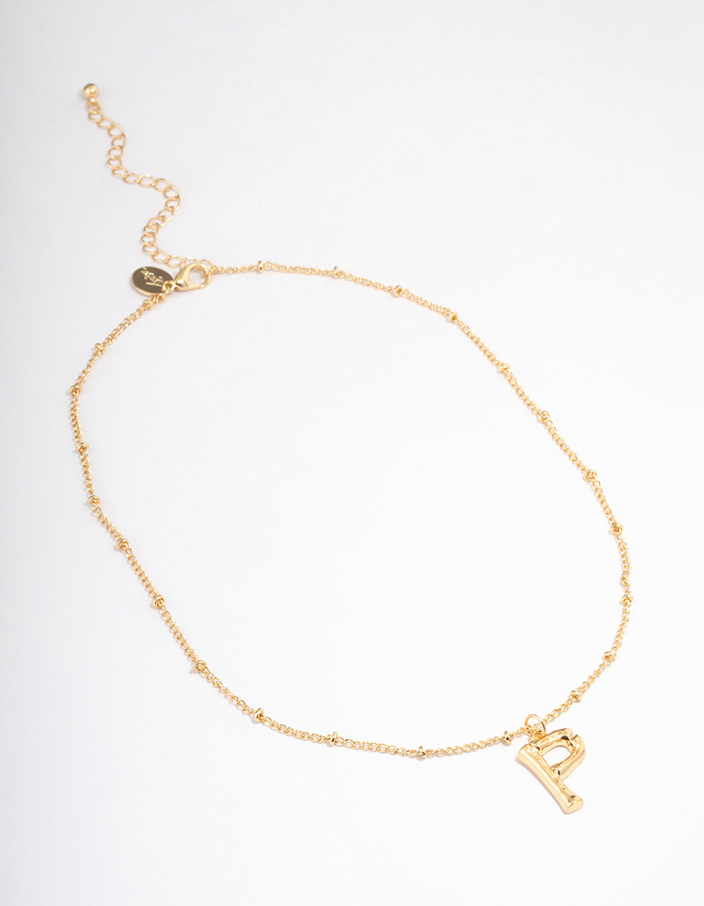Gold Plated Letter P Bamboo  Necklace