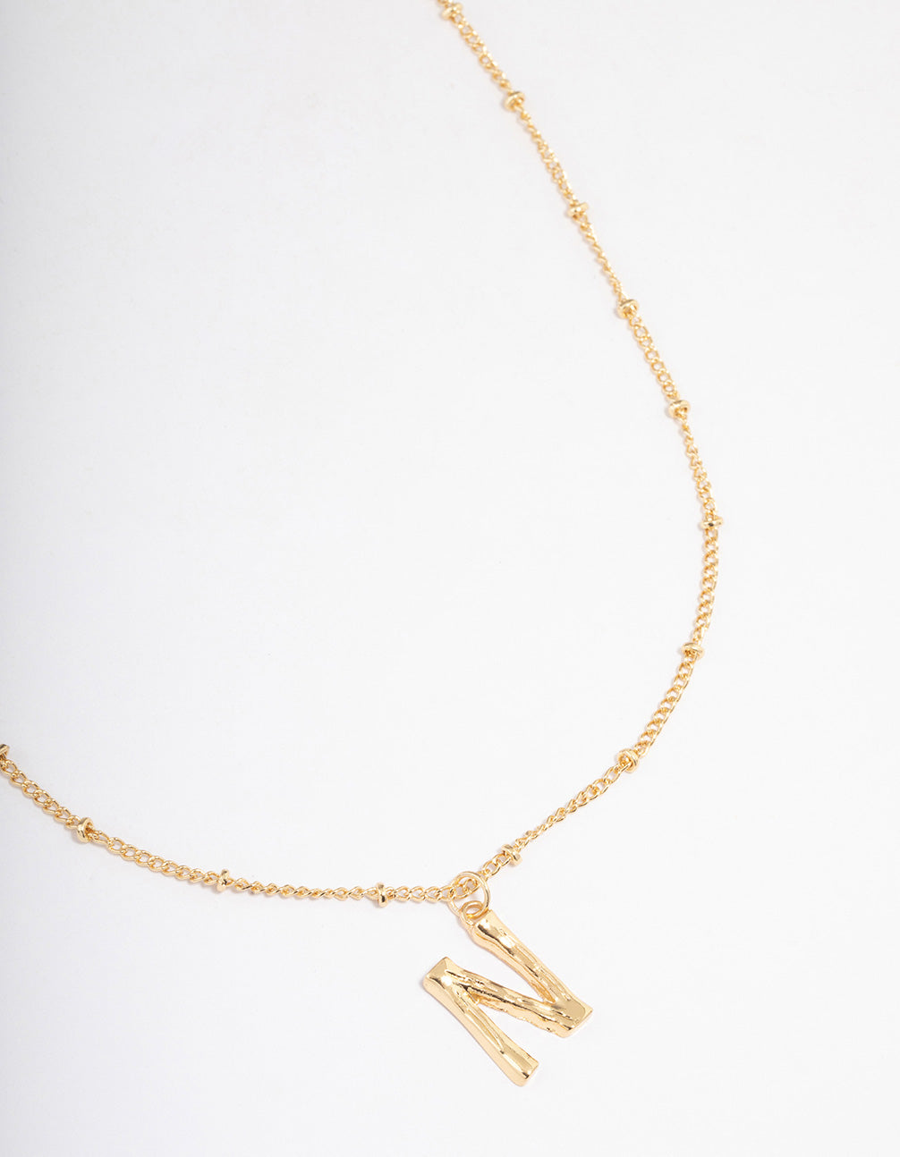 Gold Plated Letter N Bamboo  Necklace