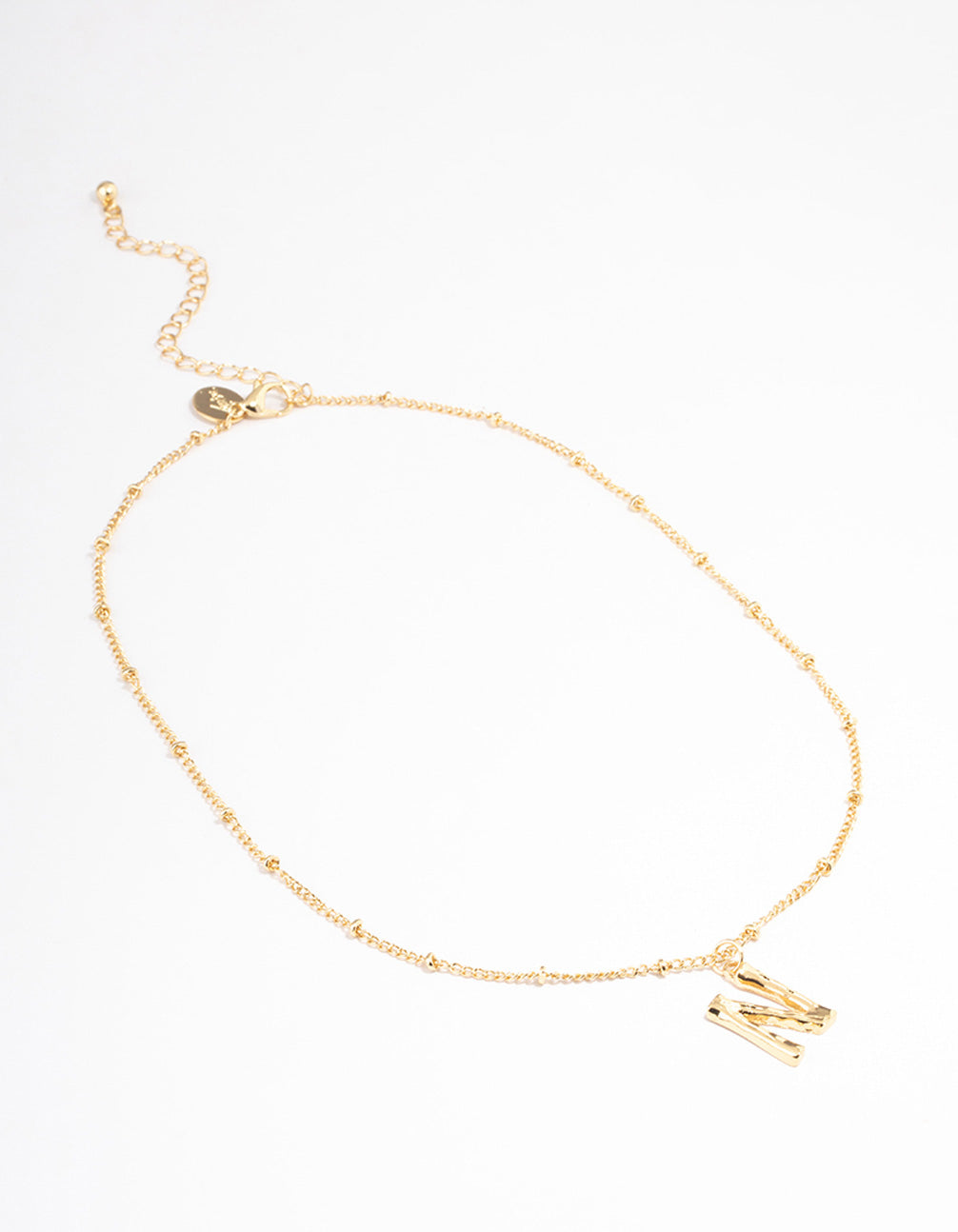 Gold Plated Letter N Bamboo  Necklace