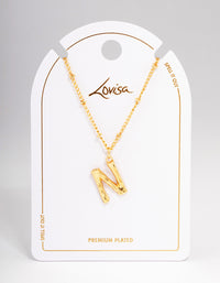 Gold Plated Letter N Bamboo  Necklace - link has visual effect only