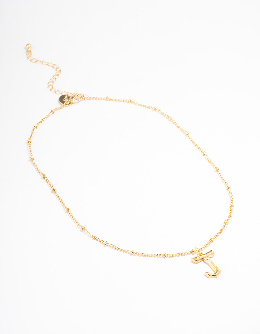 Gold Plated Letter J Bamboo  Necklace
