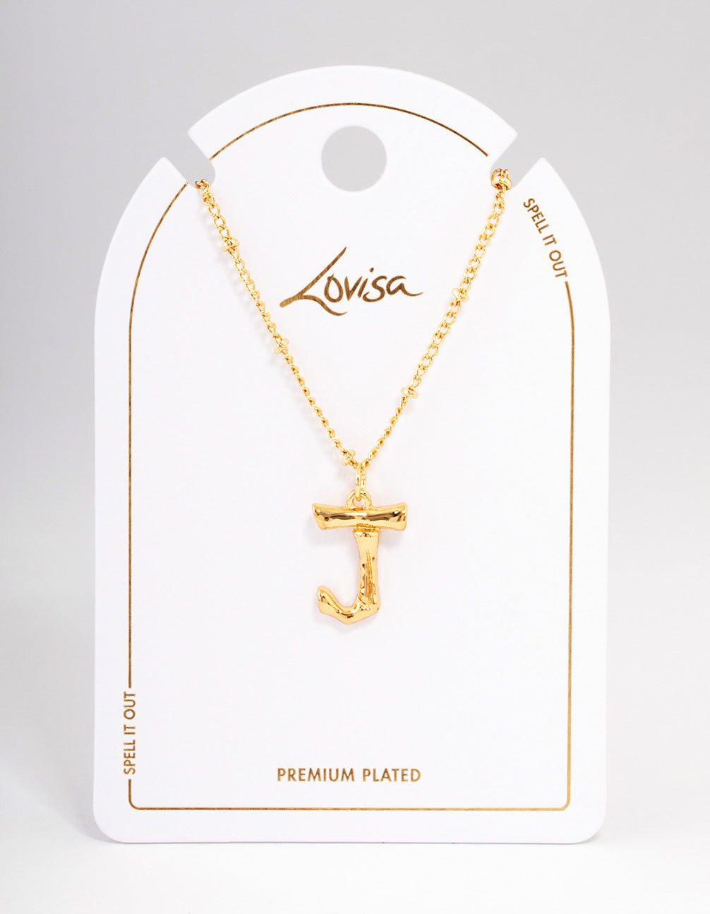 Gold Plated Letter J Bamboo  Necklace