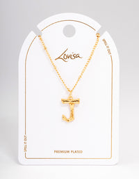 Gold Plated Letter J Bamboo  Necklace - link has visual effect only