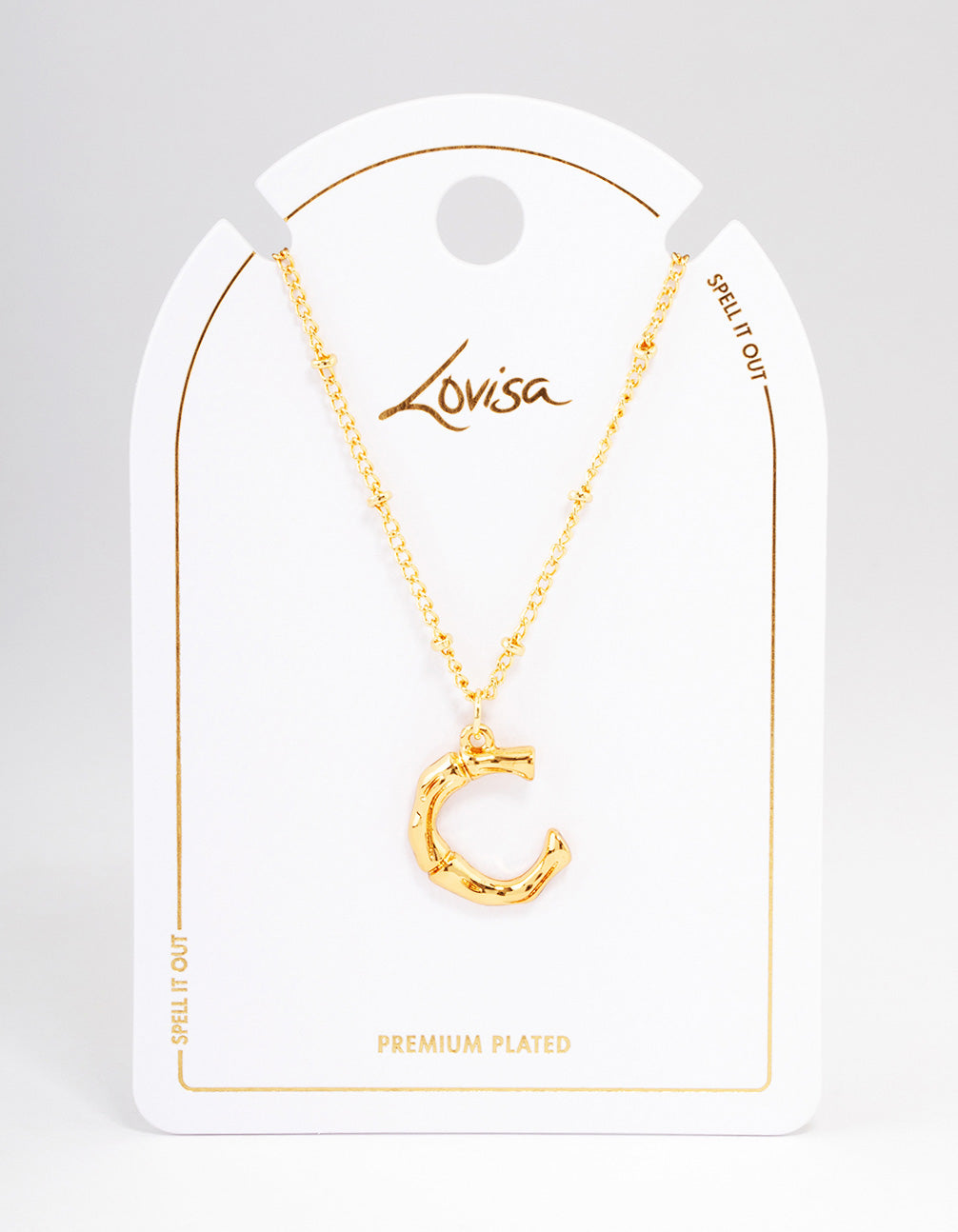 Gold Plated Letter C Bamboo  Necklace