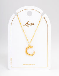 Gold Plated Letter C Bamboo  Necklace - link has visual effect only