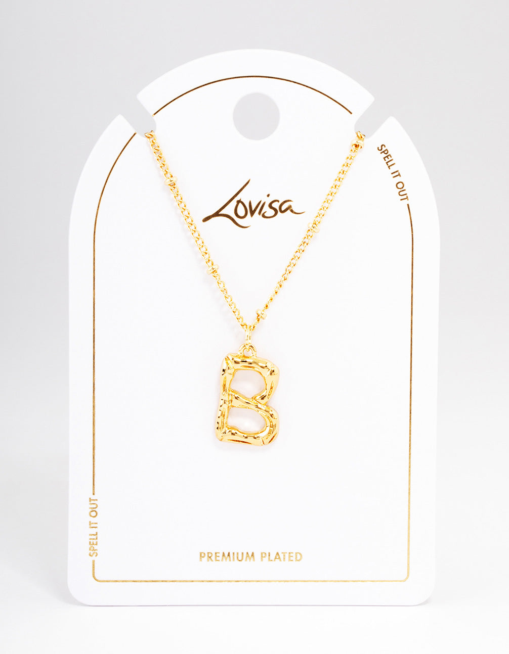 Gold Plated Letter B Bamboo  Necklace