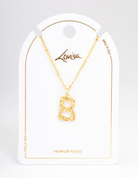 Gold Plated Letter B Bamboo  Necklace - link has visual effect only