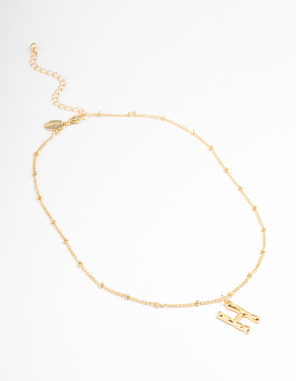 Gold Plated Letter H Bamboo  Necklace