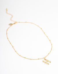 Gold Plated Letter H Bamboo  Necklace - link has visual effect only
